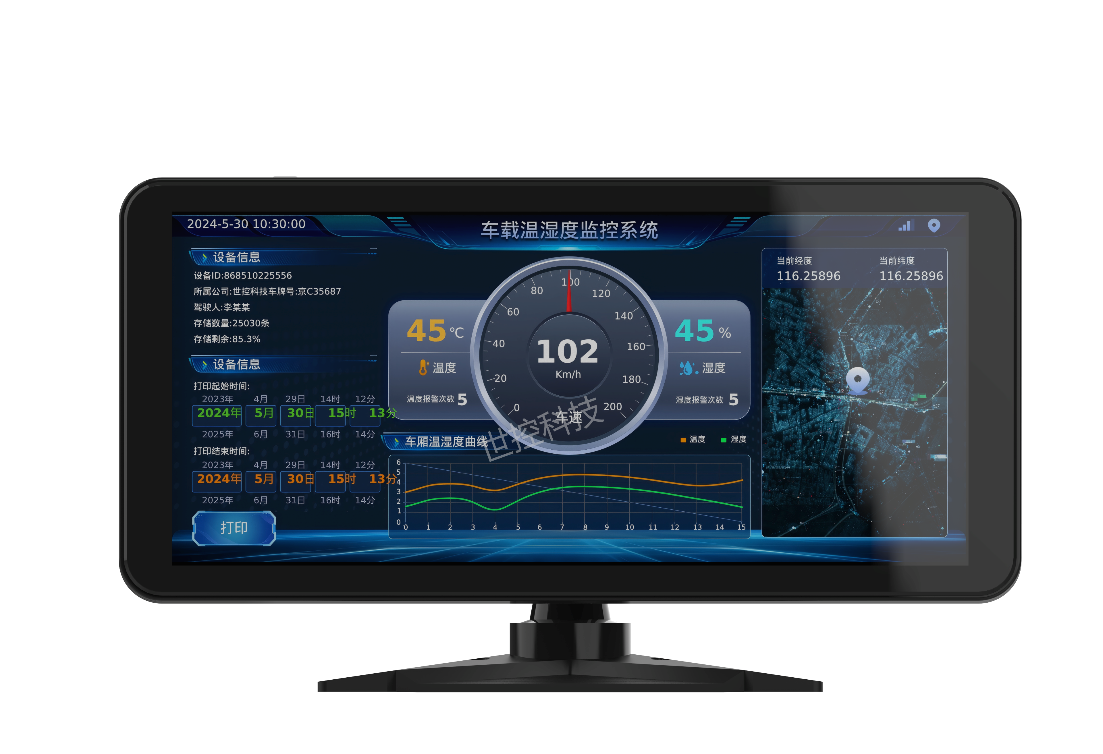 车载温湿度监控系统